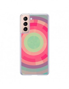 Coque Samsung Galaxy S21 5G Spirale de Couleurs Rose Vert...