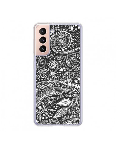 Coque Samsung Galaxy S21 5G Azteque Noir et Blanc - Eleaxart