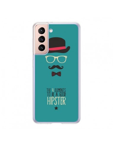 Coque Samsung Galaxy S21 5G Chapeau, Lunettes, Moustache, Noeud Papillon To Be a Good Hipster - Eleaxart
