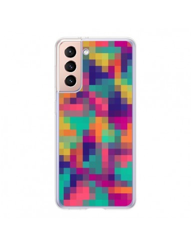 Coque Samsung Galaxy S21 5G Exotic Mosaic Pixels Azteque - Eleaxart