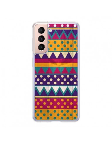 Coque Samsung Galaxy S21 5G Mexican Triangle Aztec Azteque - Eleaxart