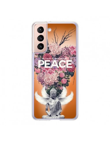 Coque Samsung Galaxy S21 5G Peace Fleurs Buddha - Eleaxart