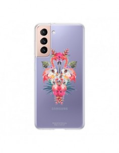 Coque Samsung Galaxy S21 5G Tropicales Flamingos Tropical...