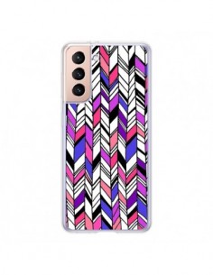 Coque Samsung Galaxy S21 5G Graphic Azteque Rose Violet -...
