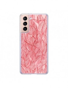 Coque Samsung Galaxy S21 5G Courbes Meandre Rouge Cerise...