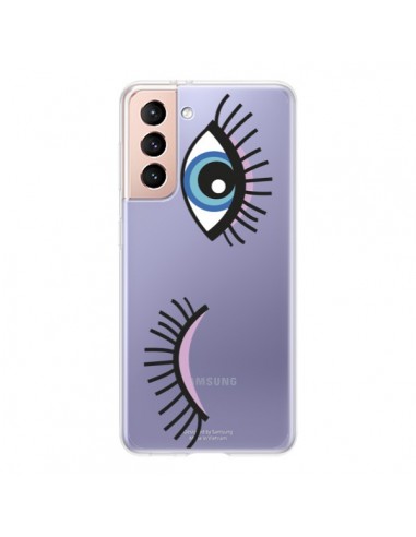 Coque Samsung Galaxy S21 5G Eyes Oeil Yeux Bleus Transparente -  Léa Clément