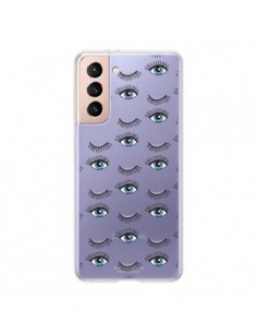 Coque Samsung Galaxy S21 5G Eyes Oeil Yeux Bleus Mosaïque...
