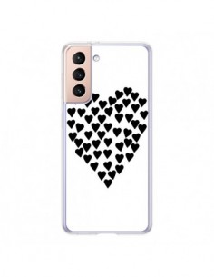 Coque Samsung Galaxy S21 5G Coeur en coeurs noirs -...