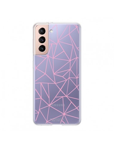 Coque Samsung Galaxy S21 5G Lignes Triangle Rose Transparente - Project M