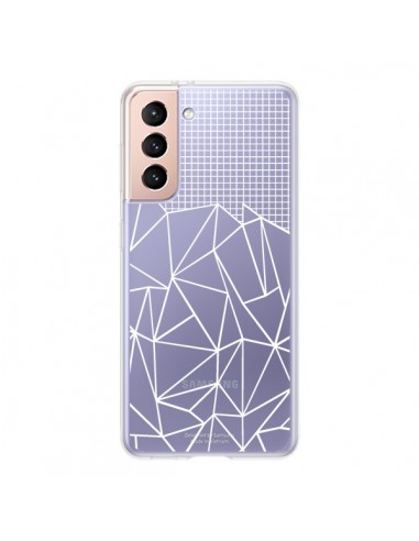 Coque Samsung Galaxy S21 5G Lignes Grilles Grid Abstract Blanc Transparente - Project M