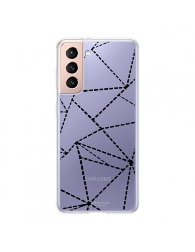 Coque Samsung Galaxy S21 5G Lignes Points Abstract Noir Transparente - Project M