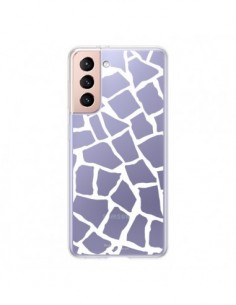 Coque Samsung Galaxy S21 5G Girafe Mosaïque Blanc...