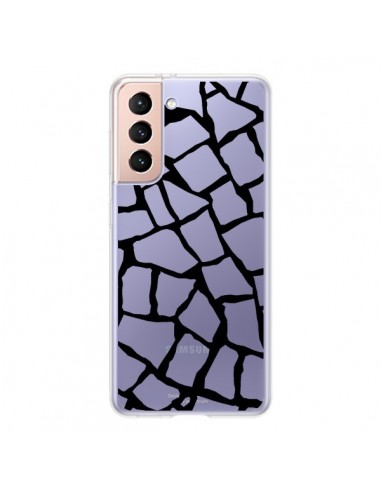 Coque Samsung Galaxy S21 5G Girafe Mosaïque Noir Transparente - Project M