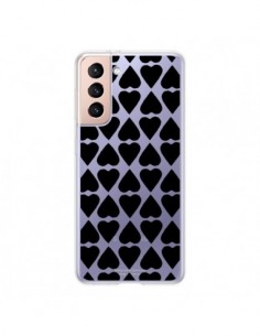 Coque Samsung Galaxy S21 5G Coeurs Heart Noir...