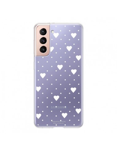 Coque Samsung Galaxy S21 5G Point Coeur Blanc Pin Point Heart Transparente - Project M