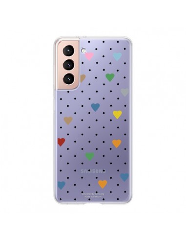 Coque Samsung Galaxy S21 5G Point Coeur Coloré Pin Point Heart Transparente - Project M