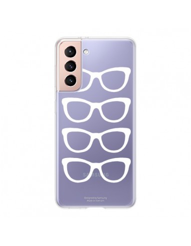 Coque Samsung Galaxy S21 5G Sunglasses Lunettes Soleil Blanc Transparente - Project M