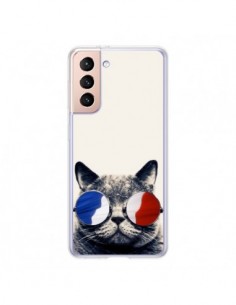 Coque Samsung Galaxy S21 5G Chat à lunettes françaises -...