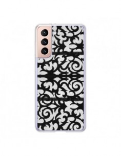 Coque Samsung Galaxy S21 5G Abstrait Noir et Blanc -...