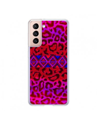 Coque Samsung Galaxy S21 5G Tribal Leopard Rouge - Ebi Emporium