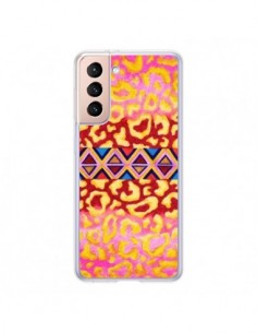 Coque Samsung Galaxy S21 5G Tribal Leopard Rose - Ebi...