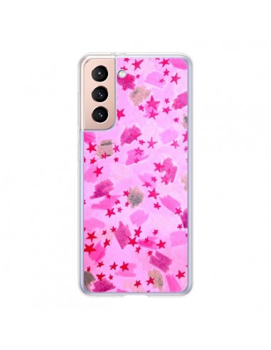 Coque Samsung Galaxy S21 5G Stars Etoiles Roses - Ebi Emporium