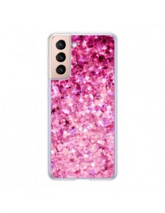 Coque Samsung Galaxy S21 5G Romance Me Paillettes Roses -...