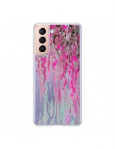 Coque Samsung Galaxy S21 5G Tempête Rose Transparente -...
