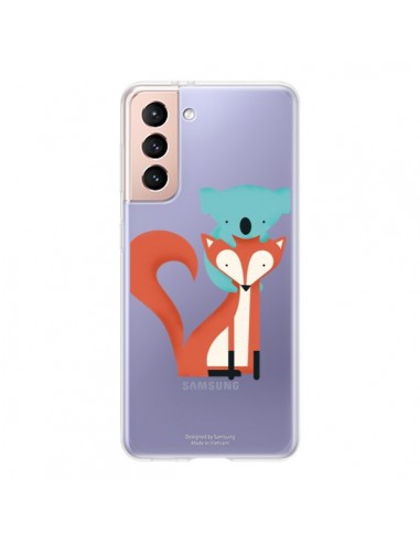 Coque Samsung Galaxy S21 5G Renard et Koala Love Transparente - Jay Fleck