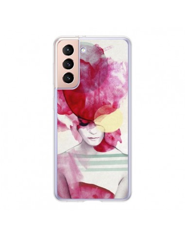 Coque Samsung Galaxy S21 5G Bright Pink Portrait Femme - Jenny Liz Rome