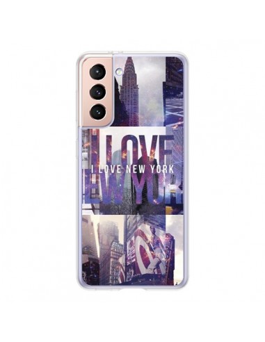 Coque Samsung Galaxy S21 5G I love New Yorck City violet - Javier Martinez