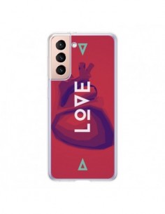 Coque Samsung Galaxy S21 5G Love Coeur Triangle Amour -...