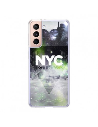 Coque Samsung Galaxy S21 5G I Love New York City Vert - Javier Martinez