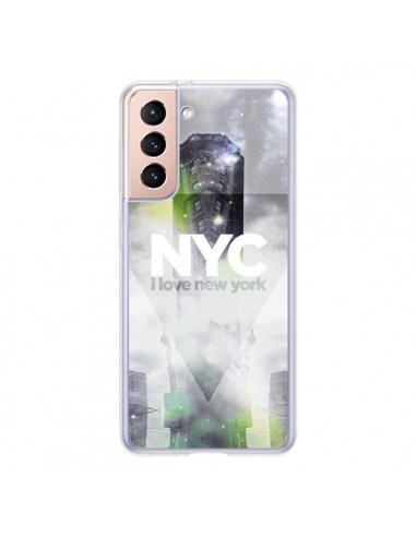 Coque Samsung Galaxy S21 5G I Love New York City Gris Vert - Javier Martinez