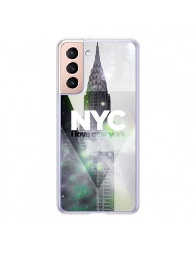 Coque Samsung Galaxy S21 5G I Love New York City Gris Violet Vert - Javier Martinez