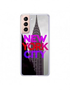 Coque Samsung Galaxy S21 5G New York City Rose Rouge -...