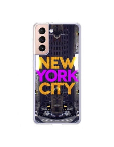 Coque Samsung Galaxy S21 5G New York City Orange Violet - Javier Martinez