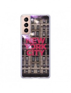 Coque Samsung Galaxy S21 5G New York City Buildings Rouge...