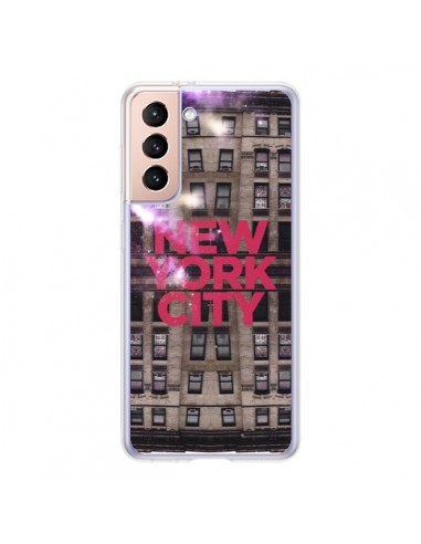 Coque Samsung Galaxy S21 5G New York City Buildings Rouge - Javier Martinez