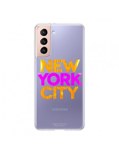 Coque Samsung Galaxy S21 5G New York City NYC Orange Rose Transparente - Javier Martinez