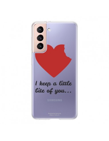 Coque Samsung Galaxy S21 5G I keep a little bite of you Love Heart Amour Transparente - Julien Martinez
