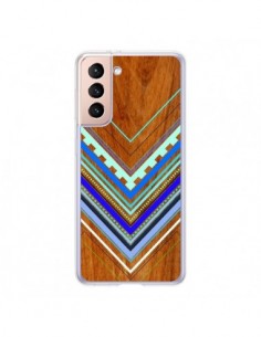 Coque Samsung Galaxy S21 5G Azteque Arbutus Blue Bois...