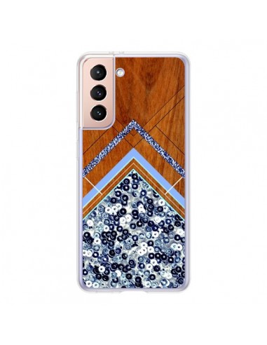 Coque Samsung Galaxy S21 5G Sequin Geometry Bois Azteque Aztec Tribal - Jenny Mhairi