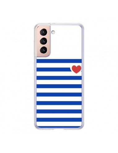 Coque Samsung Galaxy S21 5G Mariniere Coeur - Jonathan Perez