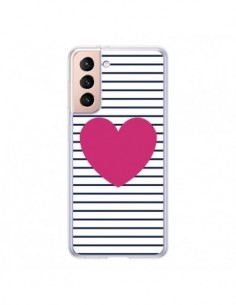 Coque Samsung Galaxy S21 5G Coeur Traits Marin - Jonathan...