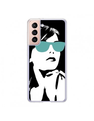 Coque Samsung Galaxy S21 5G Fille Lunettes Bleues - Jonathan Perez