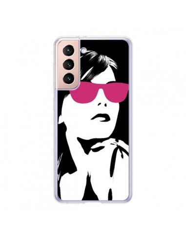 Coque Samsung Galaxy S21 5G Fille Lunettes Roses - Jonathan Perez