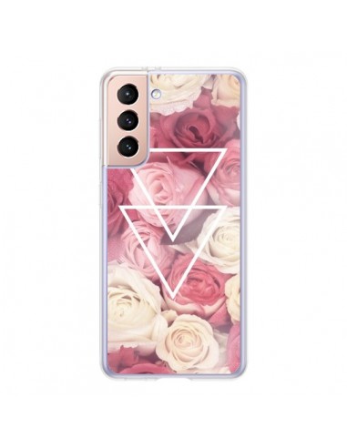 Coque Samsung Galaxy S21 5G Roses Triangles Fleurs - Jonathan Perez