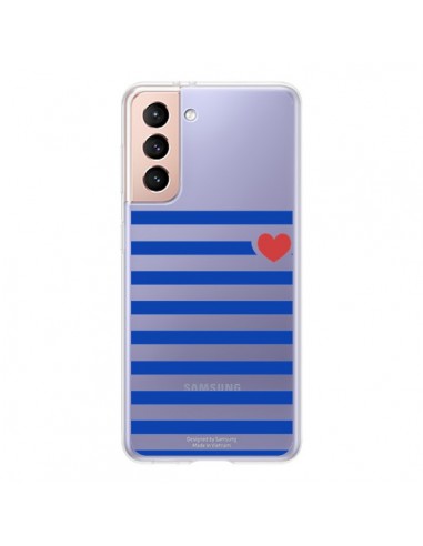 Coque Samsung Galaxy S21 5G Mariniere Coeur Love Transparente - Jonathan Perez