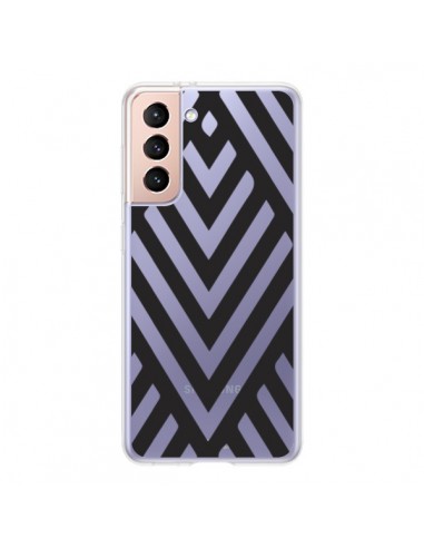 Coque Samsung Galaxy S21 5G Geometric Azteque Noir Transparente - Dricia Do